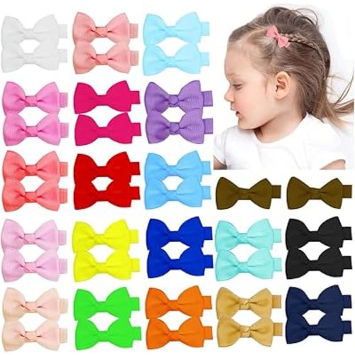 Baby Hair Bows Clips for Girls 2" Fully Lined Hair Clips Grosgrain Ribbon Alligator Clips Bows for Baby Girls Infants Toddlers 40pcs
