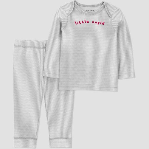Carter's Just one you® Baby Boys' 2pc Valentines Day Little Cupid Striped Sweater and Pants Set - Gray