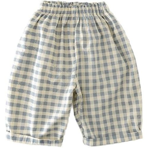 Spring Autumn 6Months-4Years Toddler Thin Cotton Plaid Elastics Pants for Baby Boys and Girls