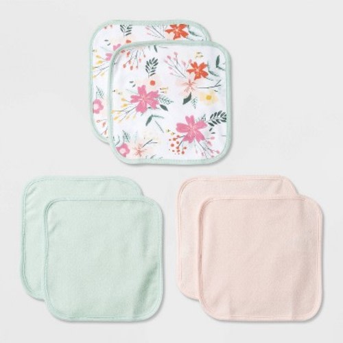 Baby Girls' 6pk Floral Meadow Washcloth Set - Cloud Island™ Pink