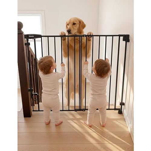 Babelio Removable Baby Gate for Stairs No Bottom Bar, 29-43", 30" H, Black