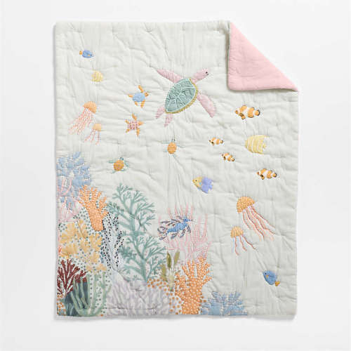 Coral Reef Dreams 100% Organic Cotton Baby Crib Quilt