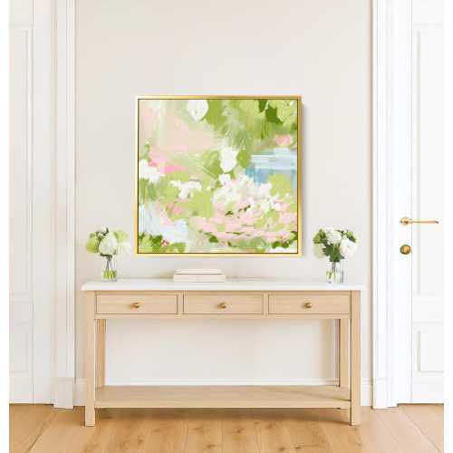 Pink Green Blue Floral Preppy Wall Art, Girl Apartment Room Decor