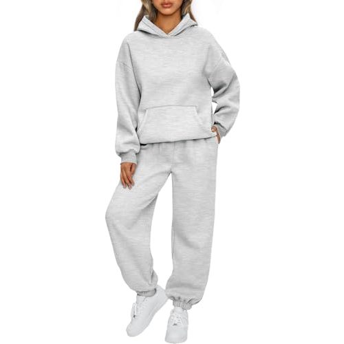 AUTOMET Womens 2 Piece Lounge Sweatsuit Sets Oversized Fall Hoodies & Baggy Jogger Sweatpants
