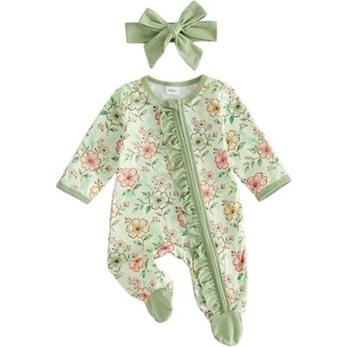 Newborn Girl Clothes Baby Chick Footie Romper One Piece Jumpsuit