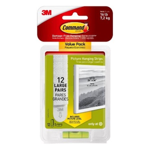 Command Picture Hanging Strips (12 Sets of Strips) White, Size: L