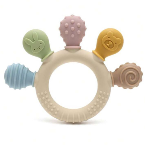 Baby Teething Toy, Colorful Soft Silicone Teething Ring, Sensory Teether