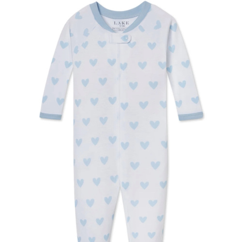 LAKE | Baby | Pima Cotton Pajamas | French Blue Heart Baby Sleeper