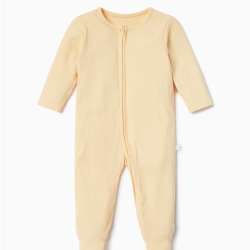 Ribbed Clever Zip Footed Baby Pajamas Ribbed Blue / Newborn