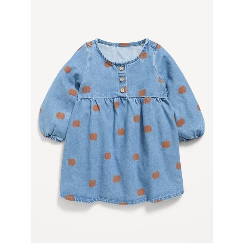 Long-Sleeve Denim Swing Dress for Baby
