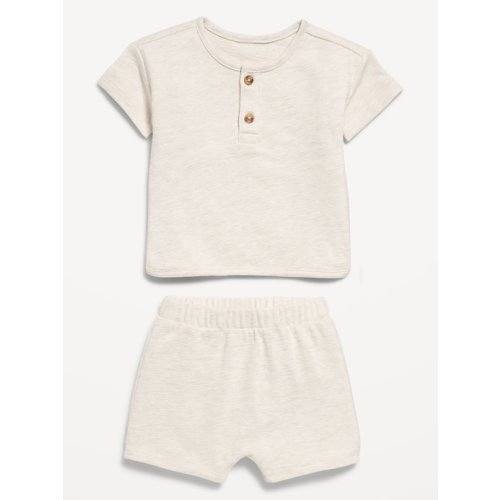 Jacquard-Knit Henley Shirt and Shorts Set for Baby