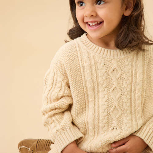 Chunky Cable Knit Sweater Ecru / 3 - 6 M