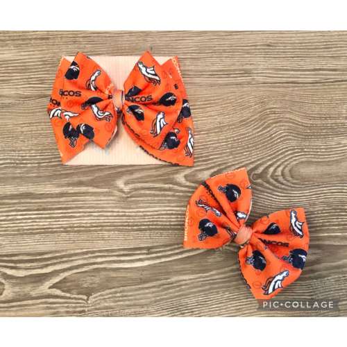 Orange Denver Broncos Football Baby Headwrap- Football Bow