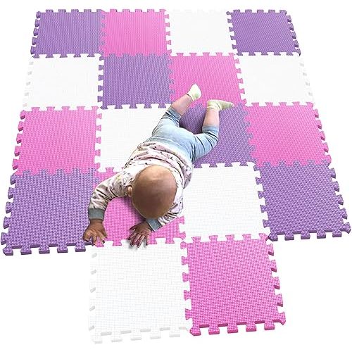 MQIAOHAM® 18 Pieces Puzzle Play Mats, Soft Baby Play Mat, Kids Interlocking Foam Floor Tiles, Toddlers Carpet Playmats G301018-101103111