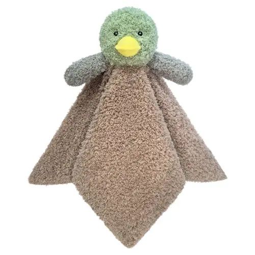Baby Mallard Duck Soft Stuffed Animal Security Blanket, Plush Green Duck Character Lovey Blanket, Baby Shower/Nursery Gift, Newborn Infant Toddler Snuggle Blankie for Boys Girls, 14 Inches