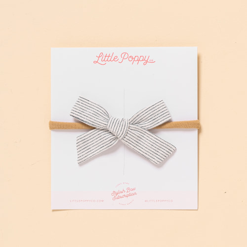 Dainty Stripe Dungaree Headband Bow