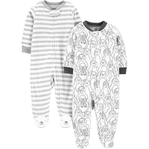 Simple Joys by Carter's Unisex Baby 2-pack Neutral Fleece Footed Sleep and Play