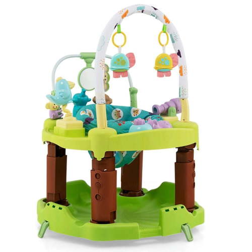 Canddidliike 3-in-1 Baby Activity Center with 3-position for 0-24 Months Infants & Toddlers, Foldable Baby Bouncer Activity Center, Exersaucer for Babies, Green