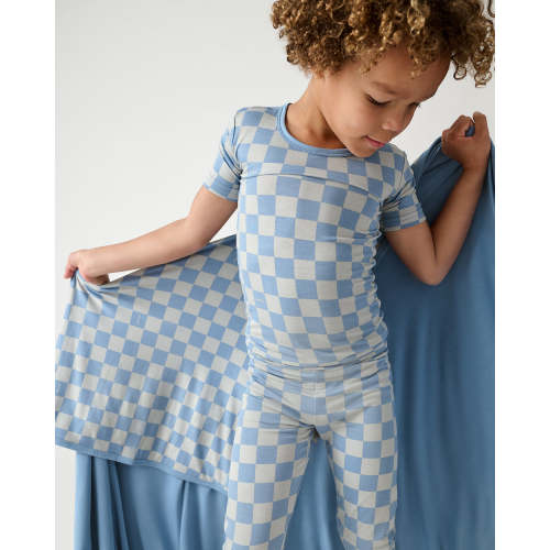 Dusk Blue Checks Large Cloud Blanket | Little Sleepies