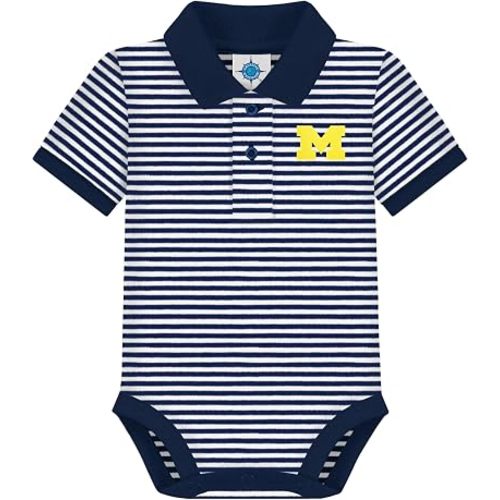 College Baby NCAA Striped Polo Bodysuit Short Sleeve - Unisex (0-12 Months)