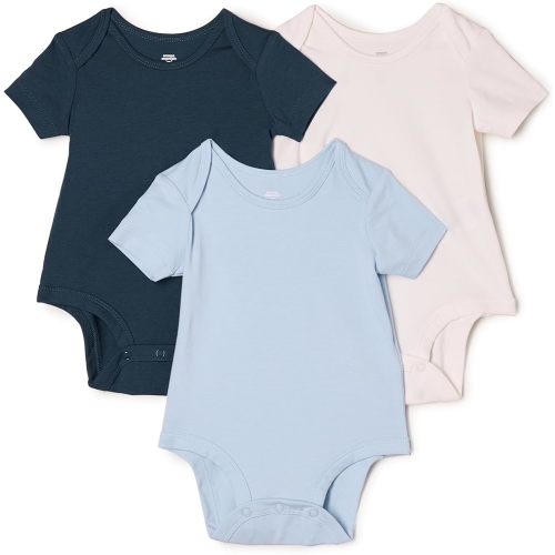 Amazon Essentials x Sofia Grainge Unisex Babies' Short Sleeve Crewneck Bodysuit, Pack of 3
