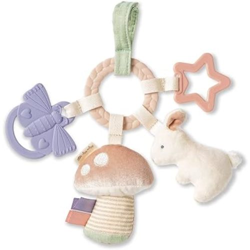 Itzy Ritzy Teething Activity Toy - Bitzy Busy Ring Car Seat Toy (Bunny)