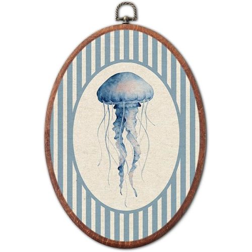 Vintage Lobster Nursery Oval Wall Art Framed, Sea Creatures Canvas Prints