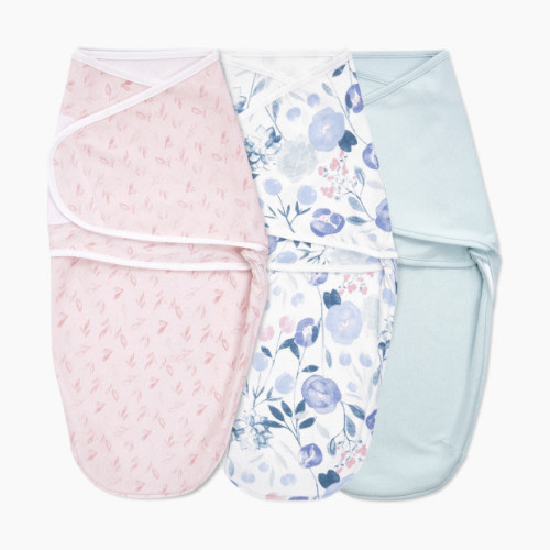 Aden + Anais Essentials Cotton Wrap Swaddles (3 Pack) - Flowers Bloom, 0-3 Months, 3