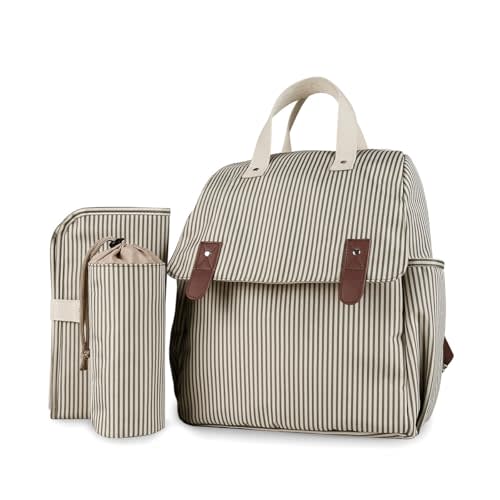 Versatile Diaper Bag Backpack Shoulder Tote Bag Nappy Changing Bag Mummy Bag with Changing Pad & Insulated Bottle Bag(Khaki)