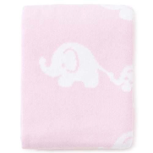 Pink Elephant Knit Novelty Blanket