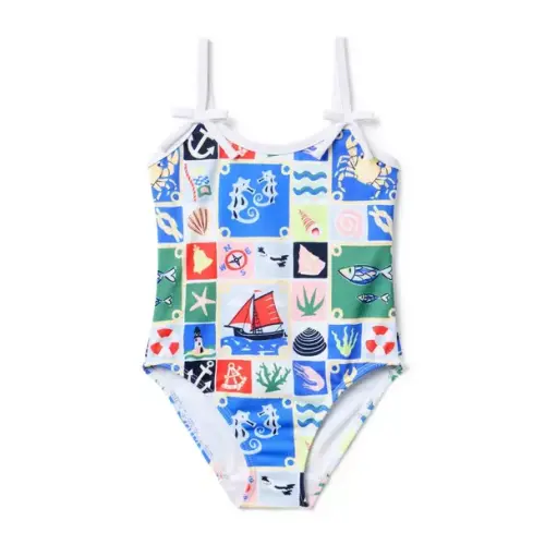 Girl White Nautical Recycled Nautical Swimsuit by Janie and Jack