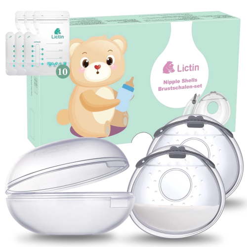 Lilian&Gema Breastmilk Collector, Breast Shell for Breastfeeding, 70ml Reusable Silicone Milk Saver with Box, Protect Sore Nipples