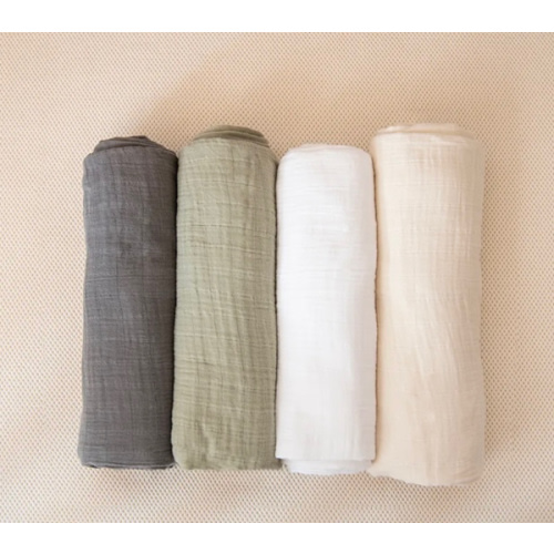Organic Breathable Swaddle Blankets 4-Color Pack