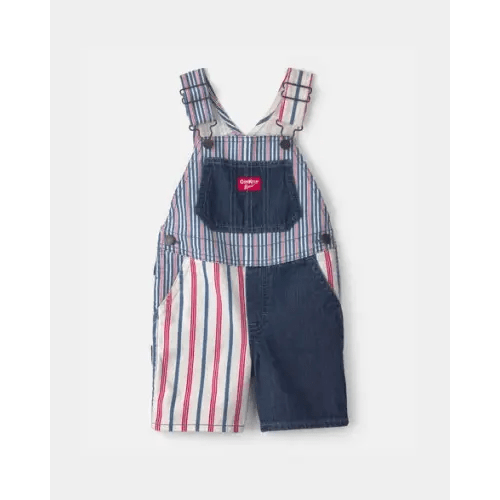 Toddler Patchwork Striped Shortall - Red/White/Blue - OshKosh B'gosh | Carter's