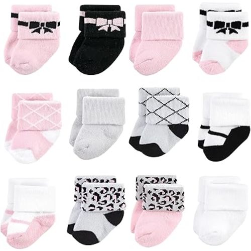 Hudson Baby Basics Unisex Baby Cozy Terry Baby Sock 12-Pack