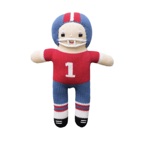 Football Player Knit Doll - Red & Royal Blue