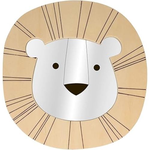 Artemio Wooden Mirror with Lion Head