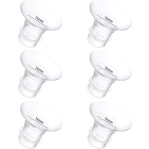 6Pcs Breast Pump Flange Insert 14mm Compatible with Momcozy/Spectra/Medela/eufy/Elvie/Lansinoh/Paruu P10 Breast Pump, Fit for Momcozy M5/M9/M6/V2 Pro/V2 pro/S12 Pro/eufy E10 S1 S1 Pro, 24mm Flange
