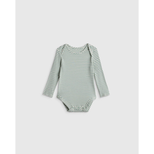 Softest Rib Long Sleeve Bodysuit in Grey Stripe