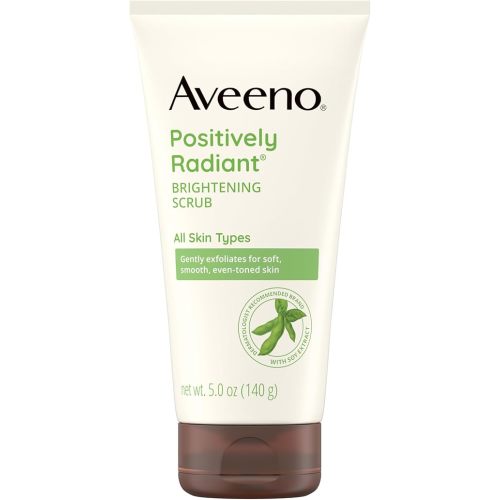 Aveeno Positively Radiant Skin Brightening Exfoliating Daily Facial Scrub, Moisture-Rich Soy Extract, helps improve skin tone & texture, Oil-& Soap-Free, Hypoallergenic, 5 oz