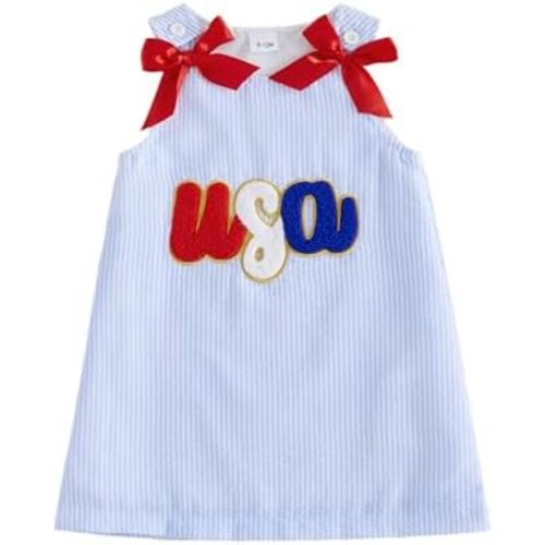 Toddler Baby Girl Outfit Golf Cart Bow Embroidery Striped Tank Dress Sleeveless A-Line Dress Infant Summer Clothes