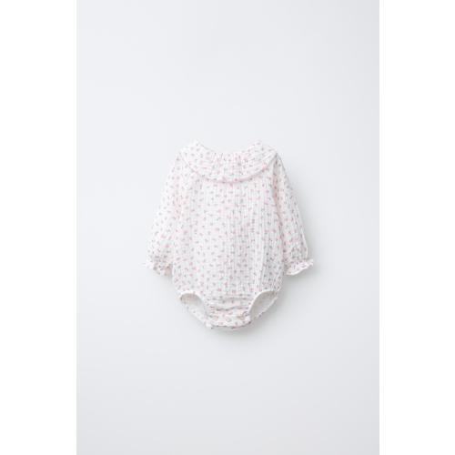 TEXTURED FLORAL BODYSUIT - Oyster-white | ZARA United States