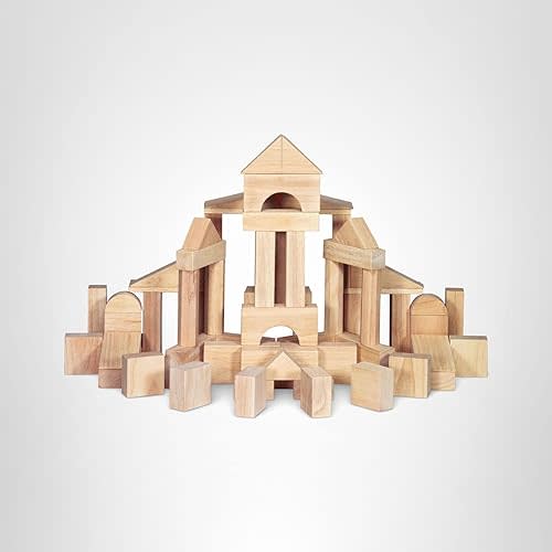 Melissa & Doug Standard Unit Solid-Wood Building Blocks With Wooden Storage Tray (60 pcs)