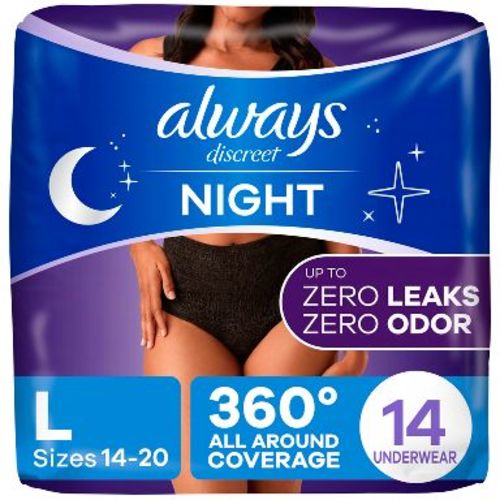 Always Discreet Night Black Women's Incontinence Underwear - Maximum - L - 14ct