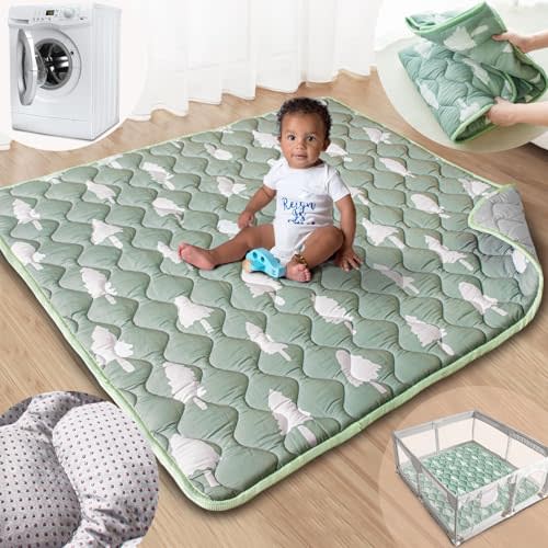 Beavtaens Baby Play Mat, 50x50 Playpen Mat with Super Soft Touch, Activity Mats with Upgraded Anti-Slip Bottom, Machine Washable Crawling Mats for Floor & Picnic(Trees)