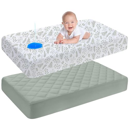 Yoofoss Waterproof Crib Mattress Protector Sheets Fitted 2 Pack 52''x28''