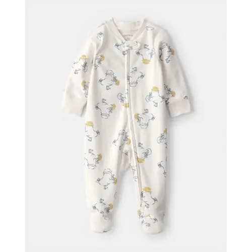 3mo - Baby Duck 2-Way Zip 100% Cotton Sleep & Play Pajama - Cream | Carter's