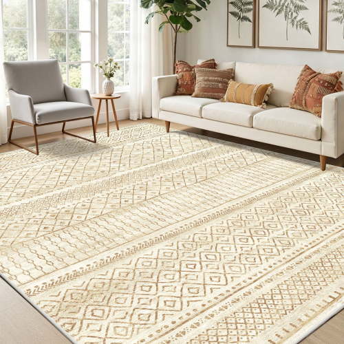 CHITOOMA 5'x7' Area Rugs for Living Room, Washable Rugs Printed Boho Soft Geometric Bohemian Carpet Indoor Rug for Bedroom Dining Room Office Nonslip Foldable Rug