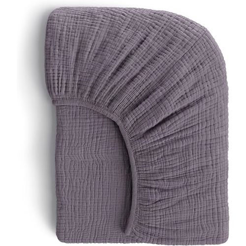 Muslin Crib Sheets, 100% Organic Cotton, Breathable and Ultra-Soft, Standard Crib Sheet Mattress (28"x 52") for Girls and Boys, Neutral Fitted Baby Crib Sheet (Dark Grey)