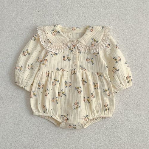 MyKids-USA Adorable Baby Lace Collar bodysuit or Floral Pattern Girls Dress Pink 80 9-12M
